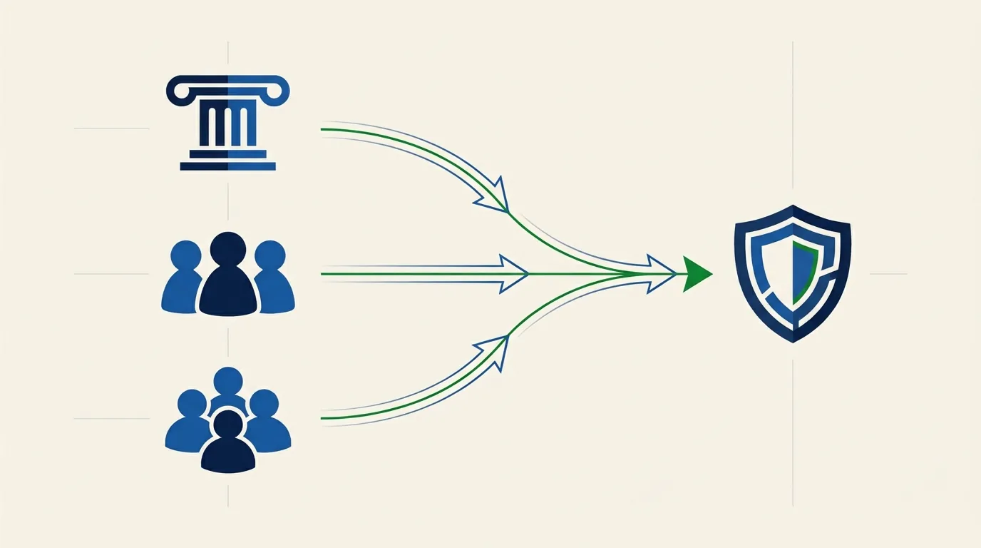 Teto da Aposentadoria do Servidor Público: Quem Paga 1 Diagrama mostrando as três fontes de custeio do RPPS, o ente federativo, os servidores ativos e os aposentados e pensionistas, convergindo para o fundo do regime próprio do servidor.